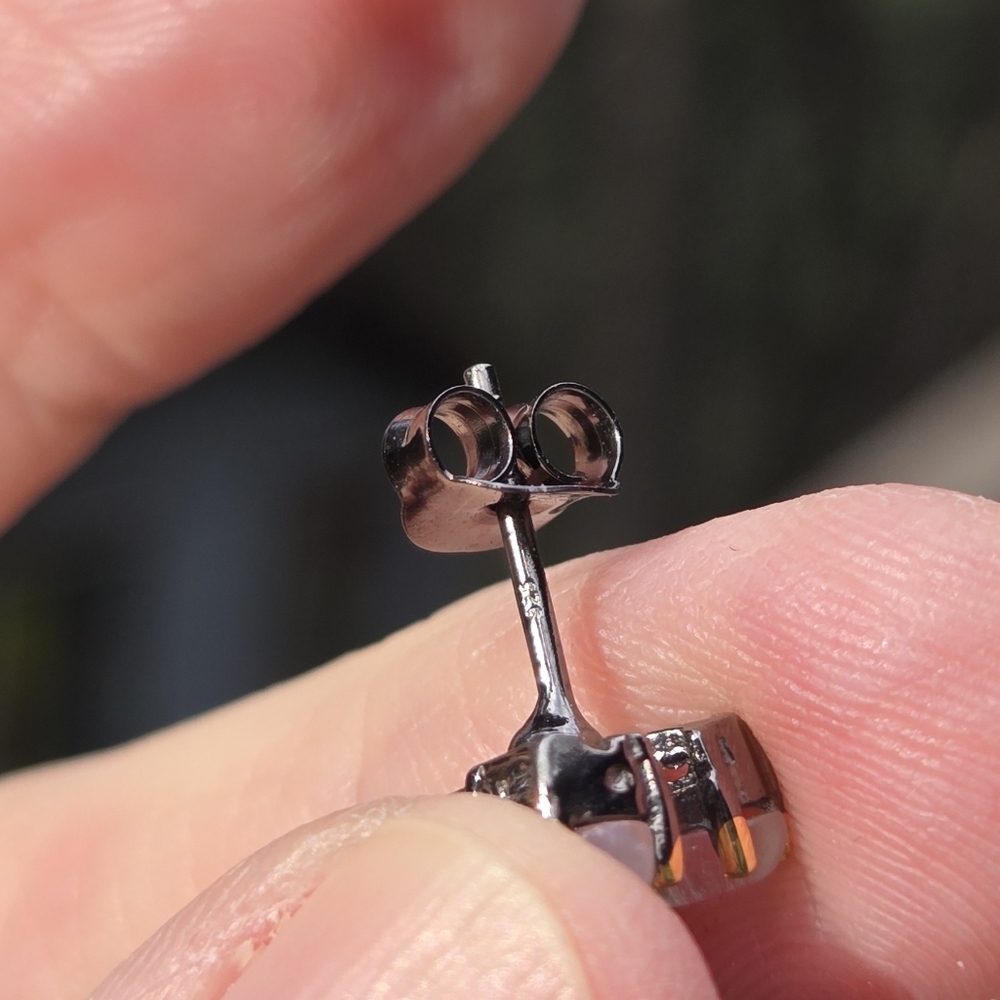 Moonstone 3k Natural Cluster Sterling Rhodium & Gold Earrings - Picture 10 of 10